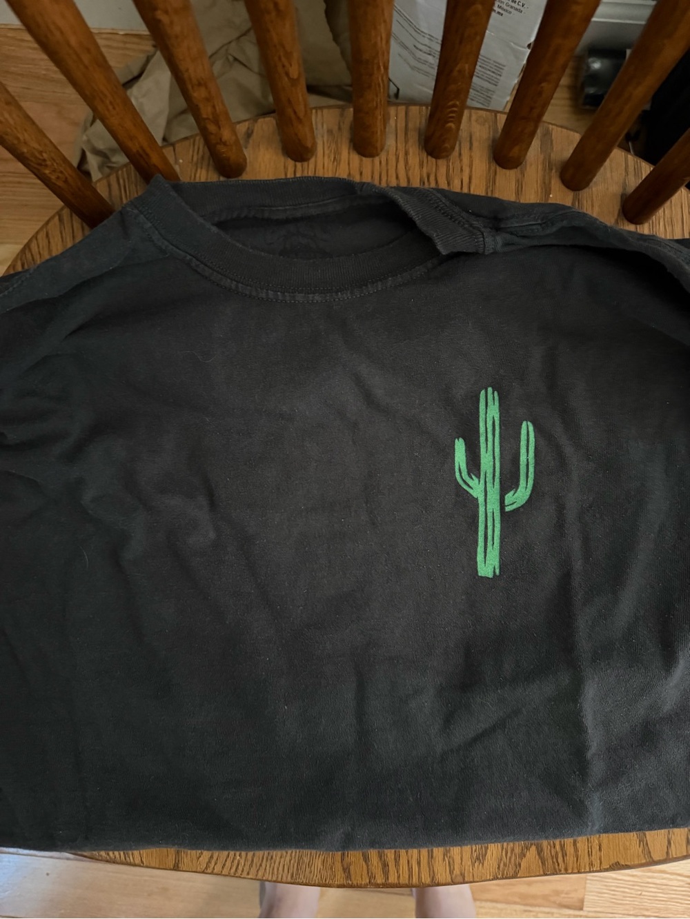 T.J.Maxx Black Short-Sleeve Tee with Green Cactus Graphic